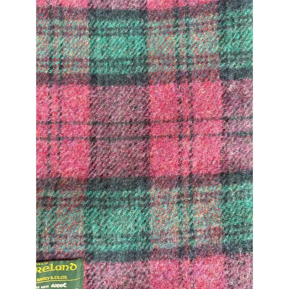 NWT Vintage John Hanley & Co L.T.D plus 90s woven fringed Plaid Wool Throw 54x40